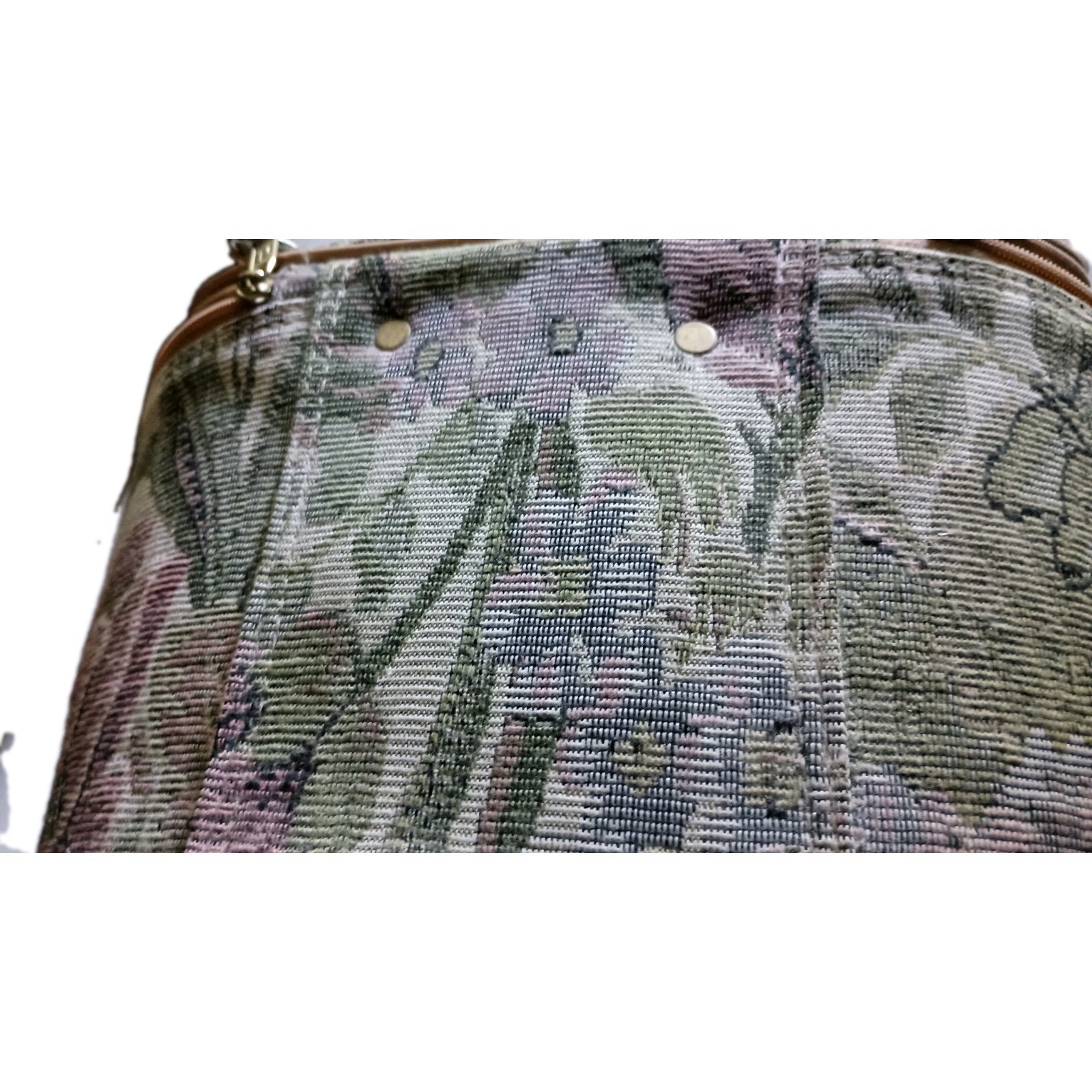 Vintage American Tourister Train Case Floral Tapestry Oval Makeup Bag Travel