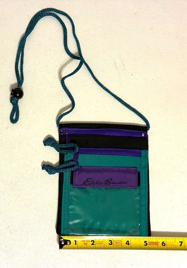 Vintage 90’s Eddie Bauer Purple Teal Signature Logo Duffel Bag Travel Luggage