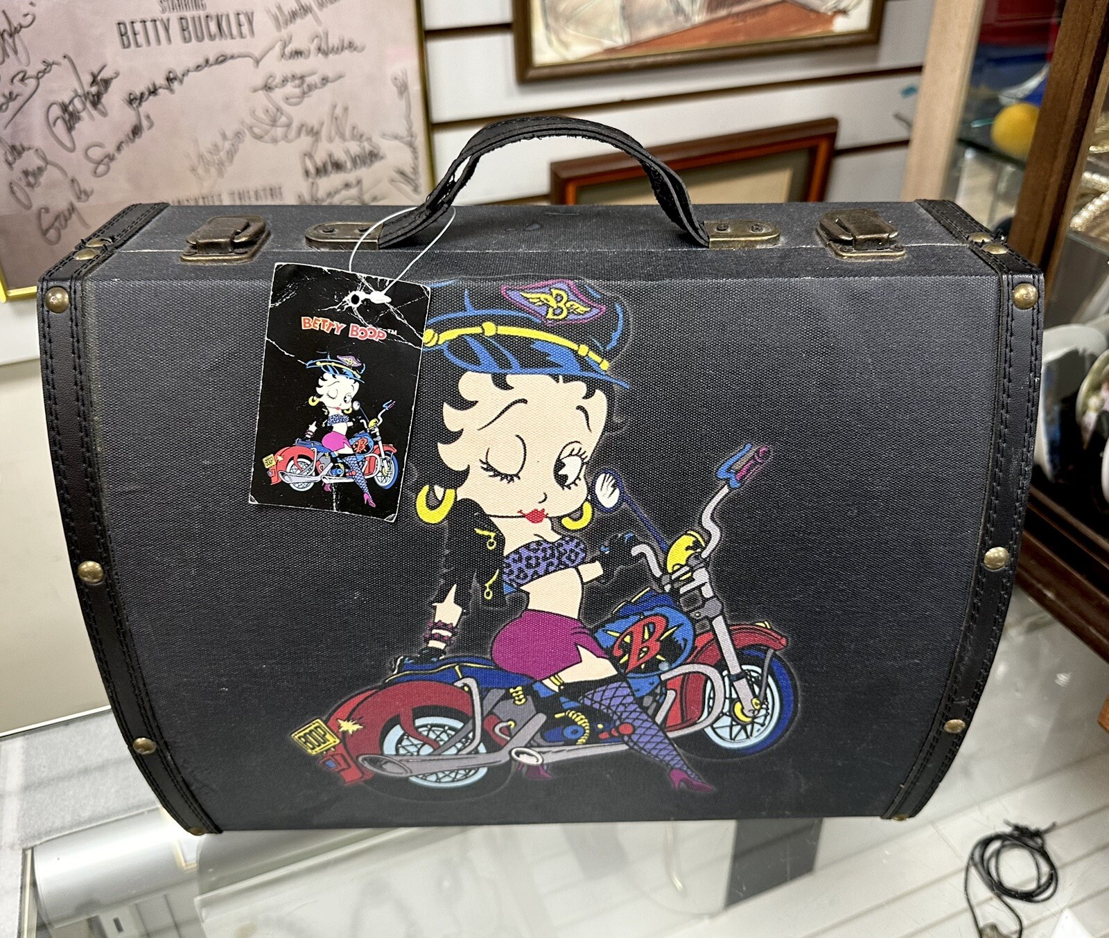 *SUPER RARE* VTG BETTY BOOP WOOD TRUNK SUITCASE TRAVEL BAG SZ 14”x11”x6”