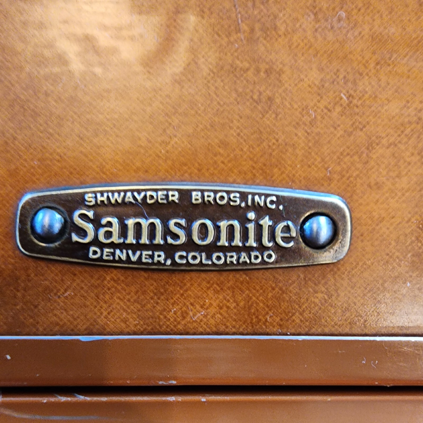 Vintage Samsonite Shwayder Saddle Tan Hardshell Suitcase Denver,CO USA 1940s,50s
