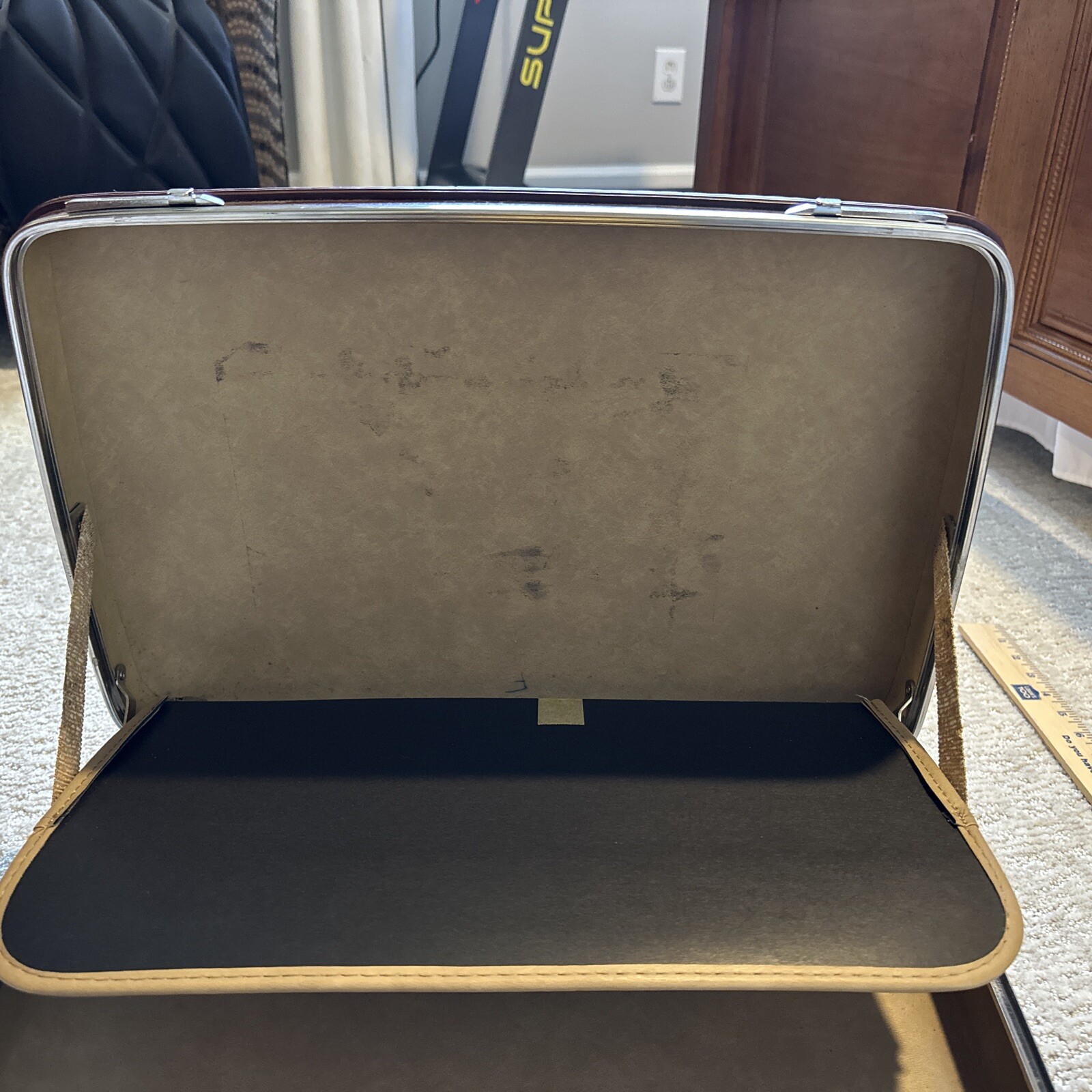 Vintage American Tourister Maroon Patent Leather Hard Shell Briefcase Maroon