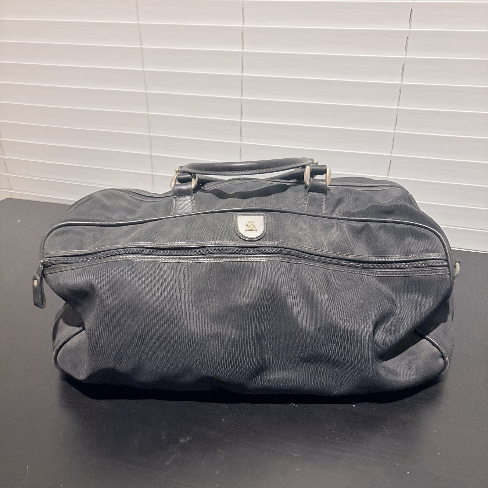 Vintage Mark Cross Canvas Leather Weekender Duffel Carry On Travel Bag