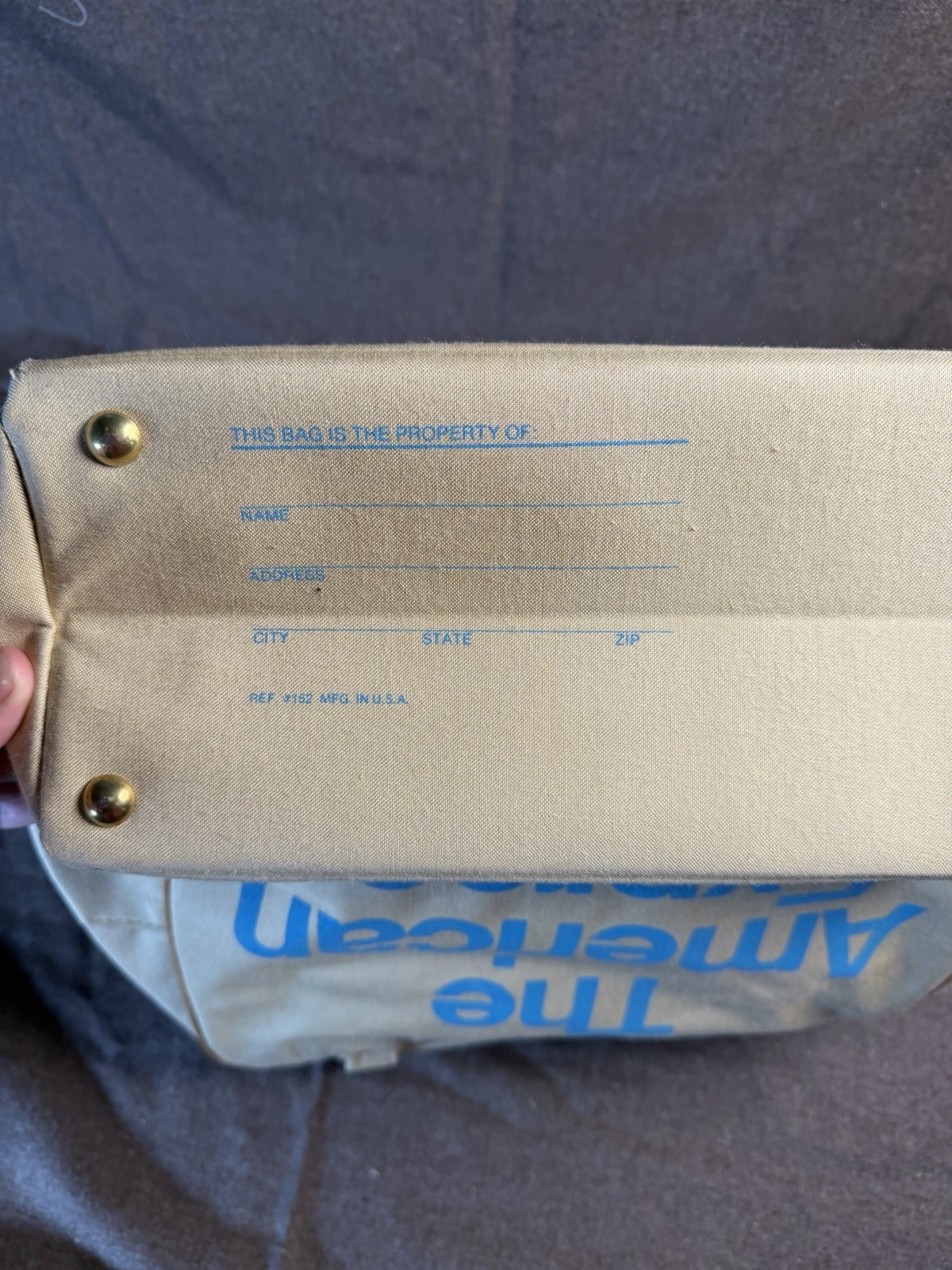 Vintage American Express Vacations Beige Canvas Messenger Tote Bag Carry-On