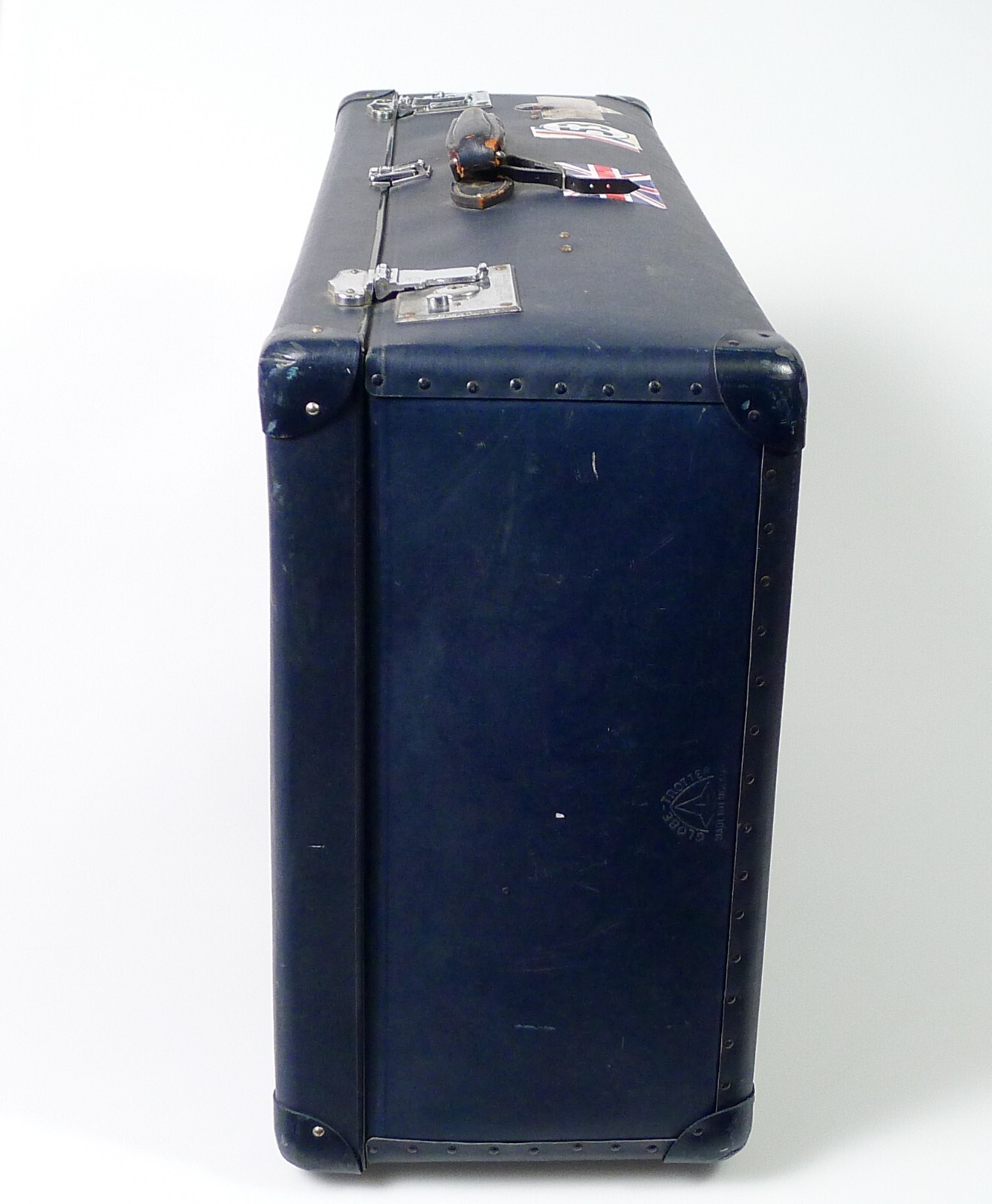 Vintage 1950’S Large Globe-Trotter Suitcase Blue Hard Shell Luggage #2