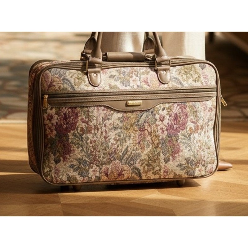 Jaguar Floral Tapestry Carry On Shoulder Bag Green Red Travel Luggage 20x13x7