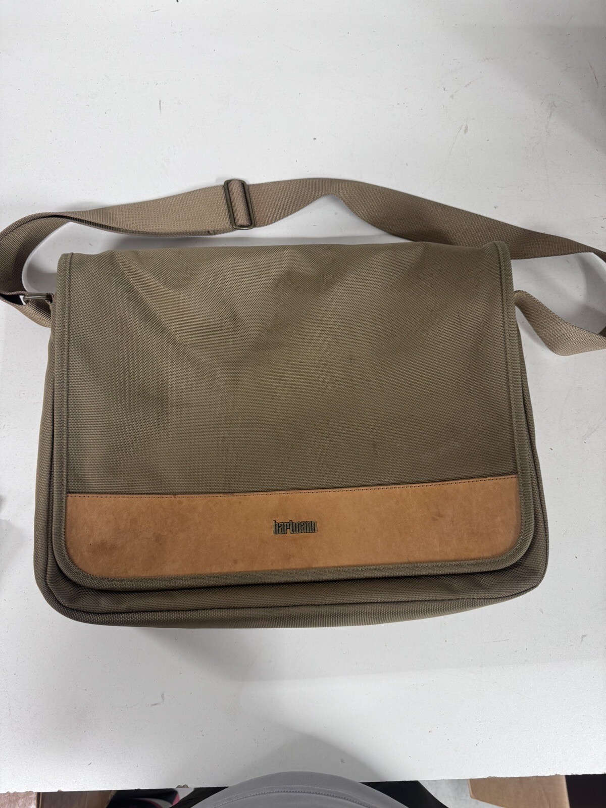 VTG Hartmann Luggage Ballistic & Leather Messenger Bag W Magnetic Close 15×12 BH