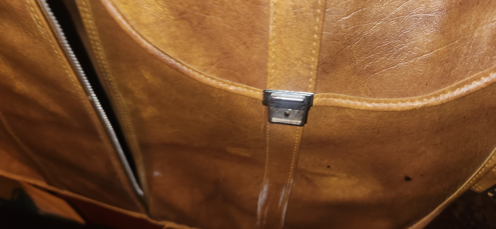 Vintage American Tourister Brown Leather Vinyl Travel Suit Folding Bag Hanging