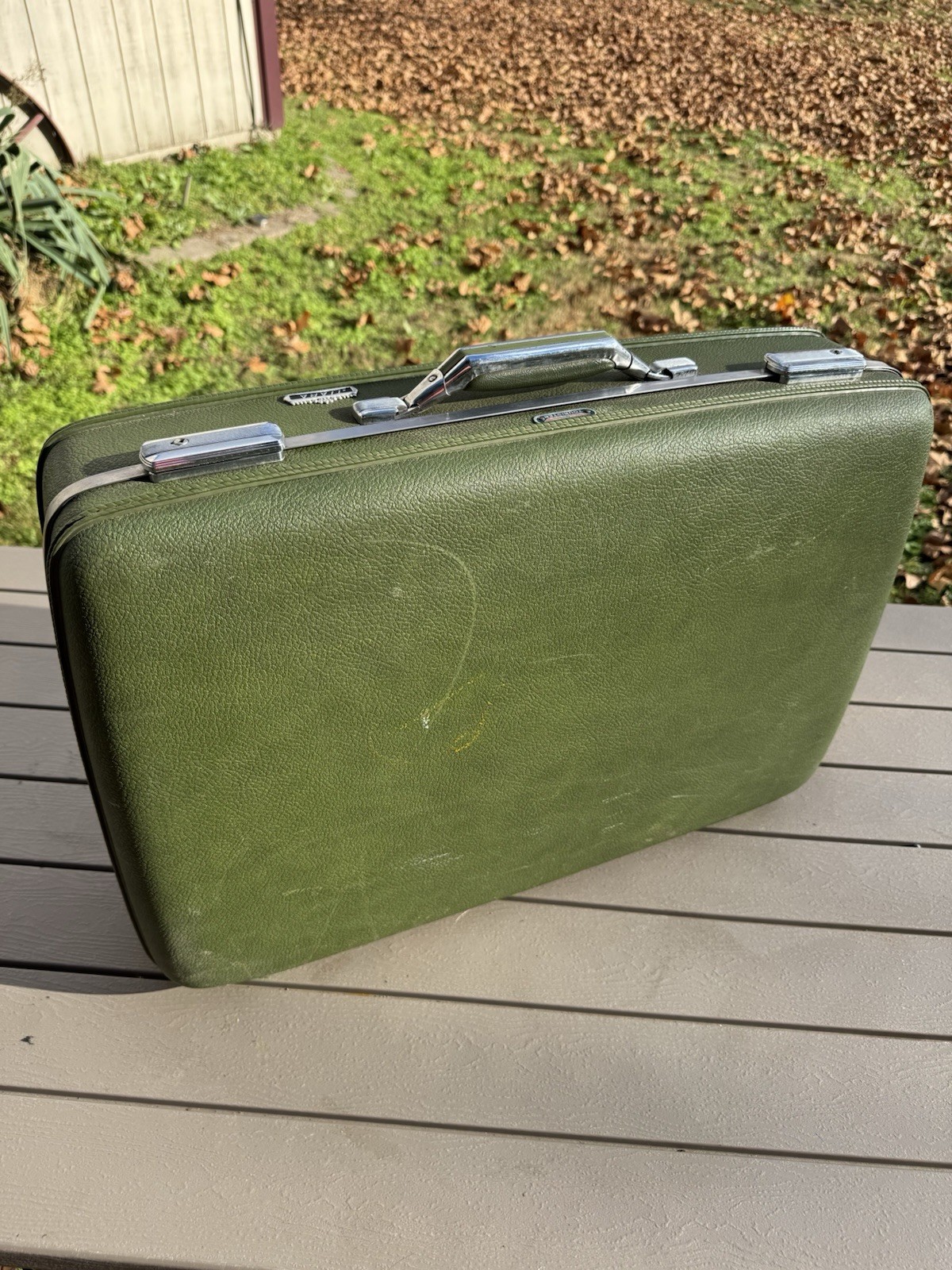 Vintage American Tourister Tiara Suitcase Green 23” Hard Shell Luggage READ