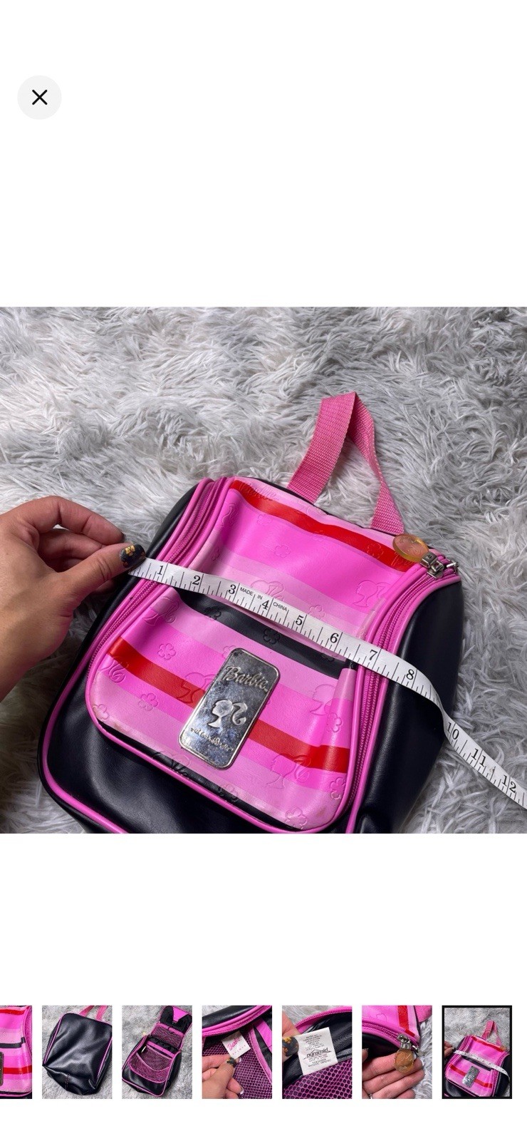Vintage Y2K 2001 Barbie Ave Toilet Hanging Bag Faux Leather Pink Black