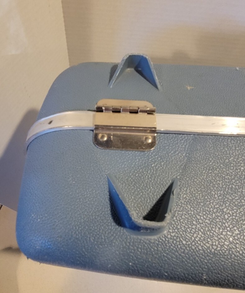 ✈️VINTAGE RETRO AIRWAY INDUSTRIES BLUE HARD SHELL SUITCASE LUGGAGE MEDIUM SIZE