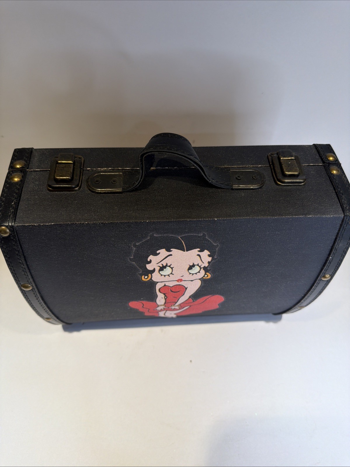 *SUPER RARE* VTG BETTY BOOP WOOD TRUNK SUITCASE TRAVEL BAG SZ 11”x8”x5” Unique