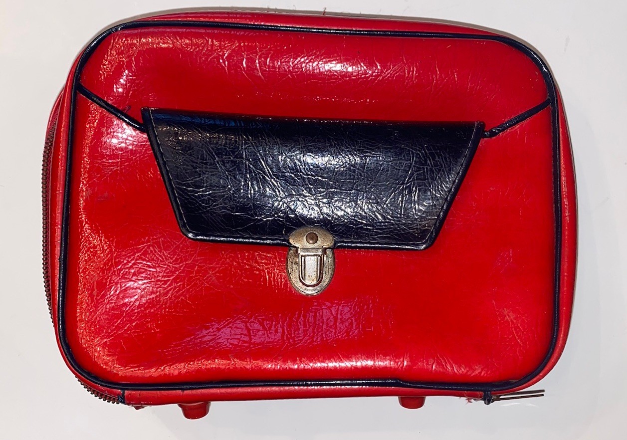 Vintage Travel Carrying Toiletries Case Suitcase Zippered Unique