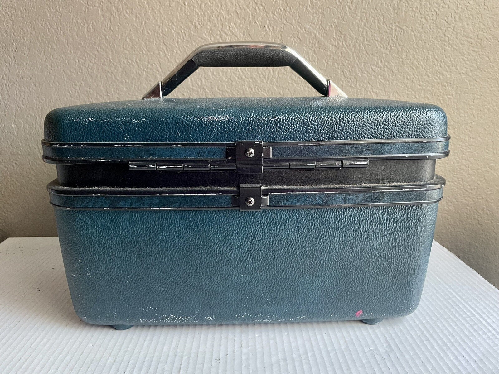Vintage Teal Samsonite Profile Train Case Luggage Makeup – No Tray Key or Mirror