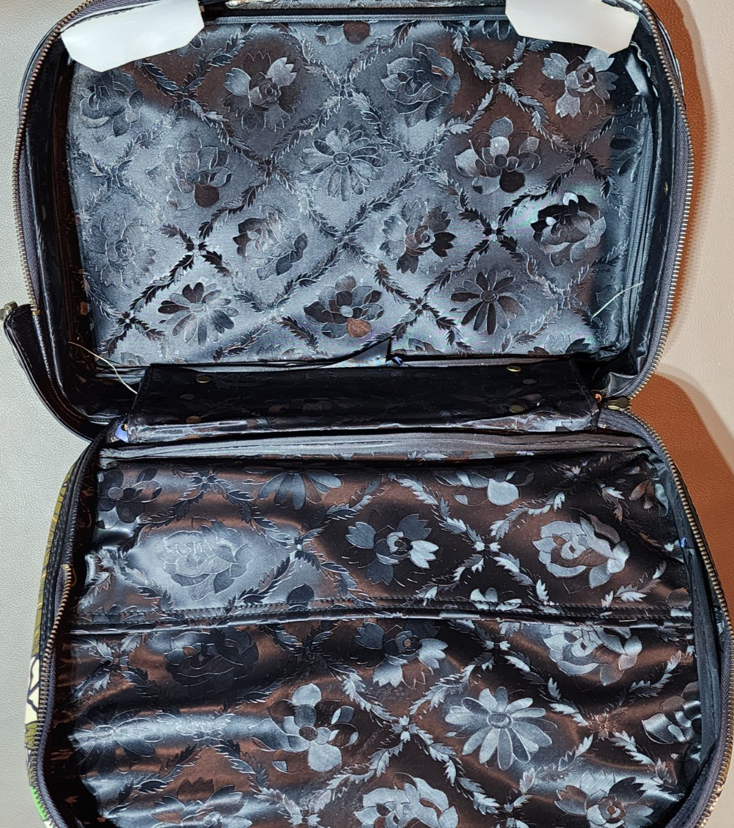 Vintage 70s Retro Floral Suitcase Small Travel Luggage Flower Power Japan No Key