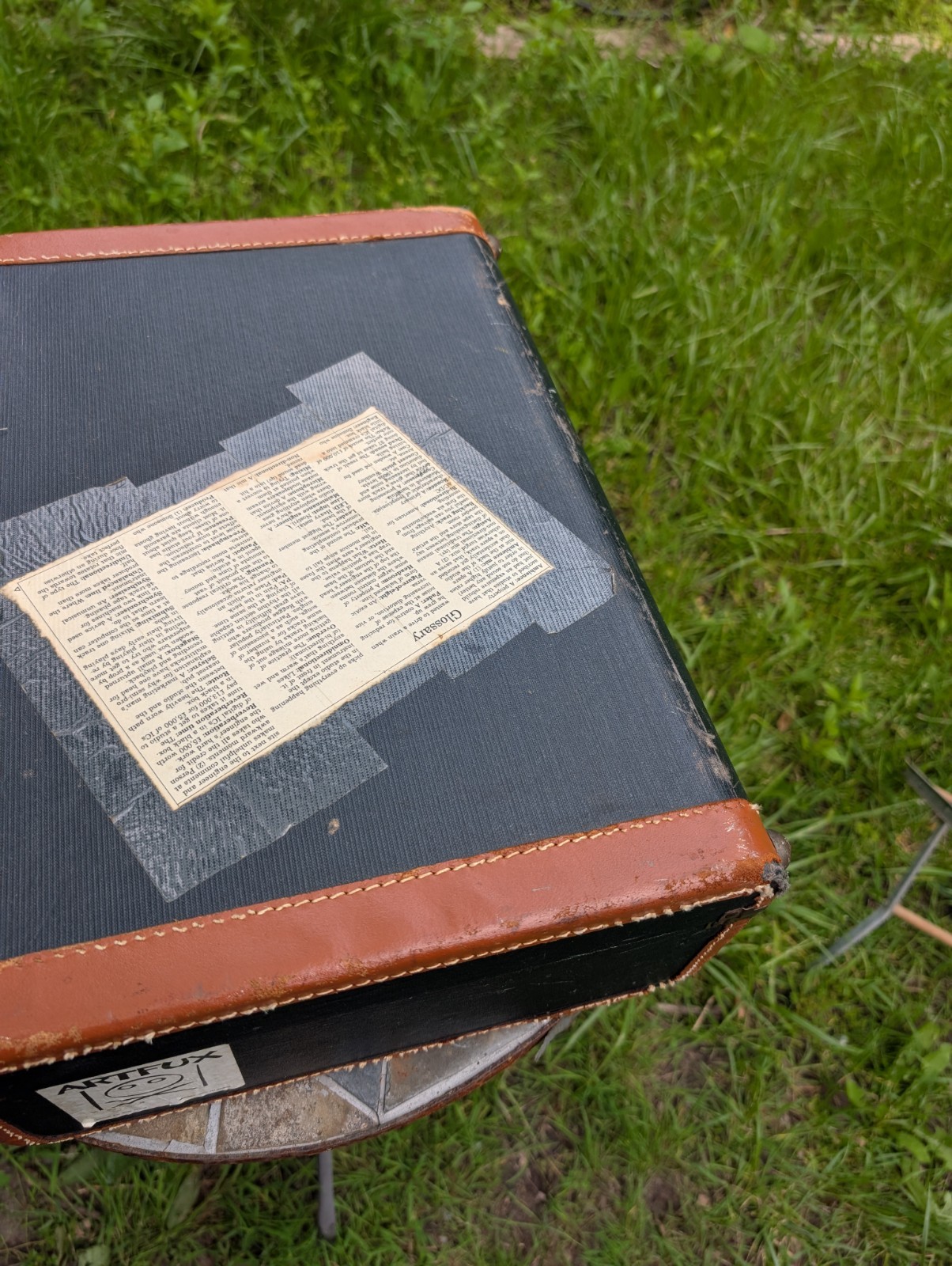 Vintage Circa 1940s Suitcase Leather Purple Interior Train Medium Sized