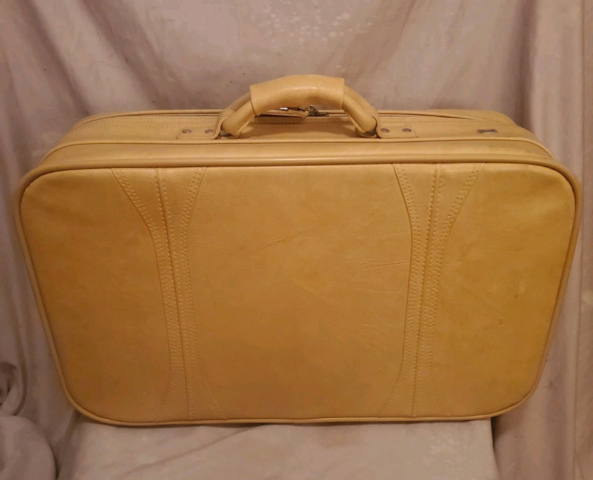 Vintage American Tourister Carry On Luggage Gold With Box