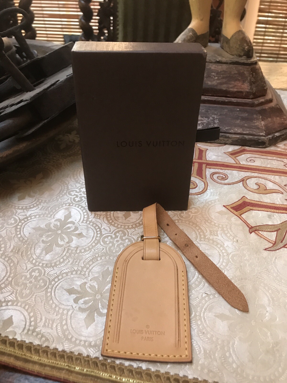 LOUIS VUITTON Vanchetta Leather Suitcase Luggage Tag, Large 3.5” X 2” Plus Strap