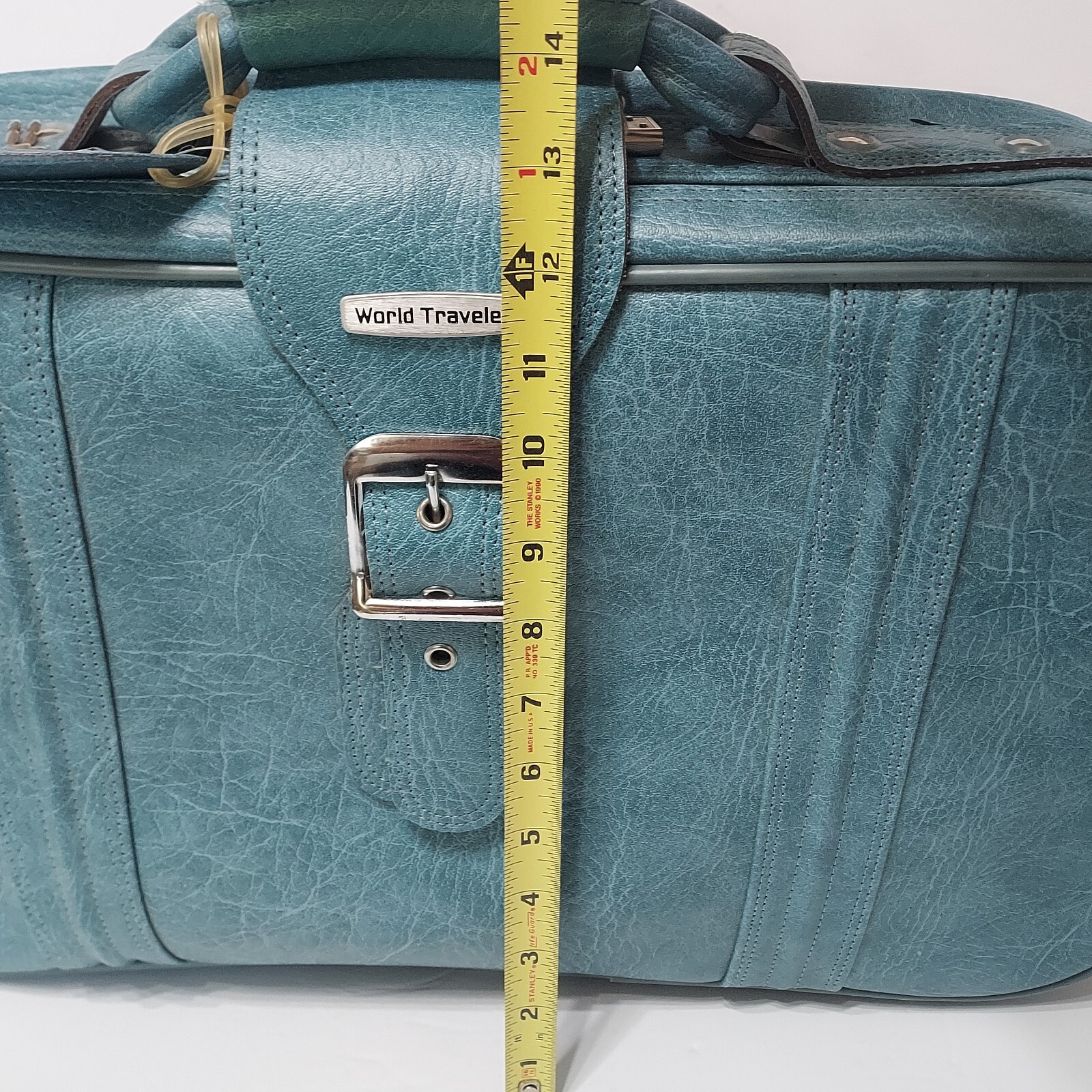 Vintage World Traveler Suitcase Soft Case Carrier Mid-Century Blue W/Lock & Keys