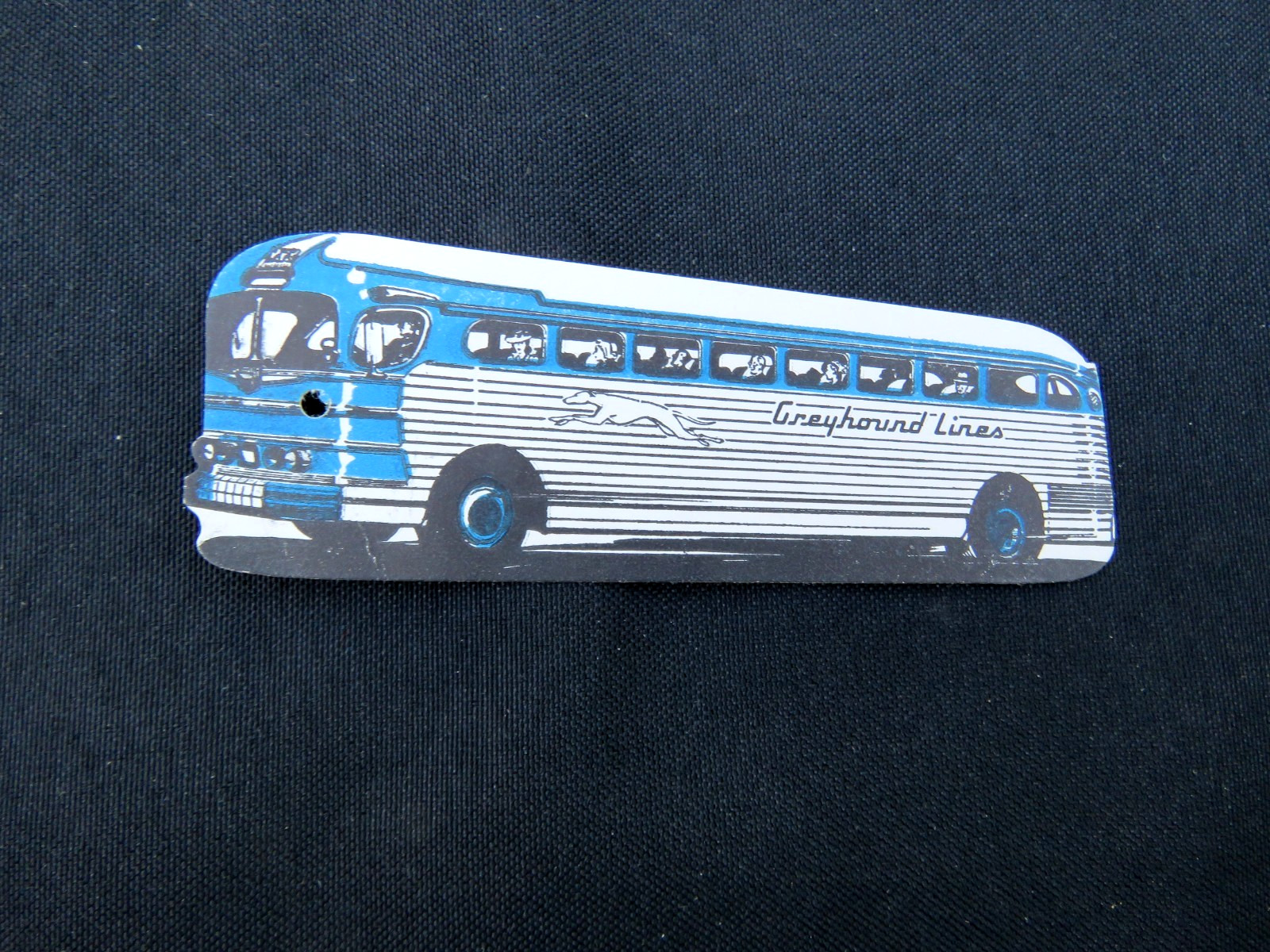 Vintage 1940-50’s Greyhound Bus Lines Die-Cut Luggage ID Tag Label Cardboard
