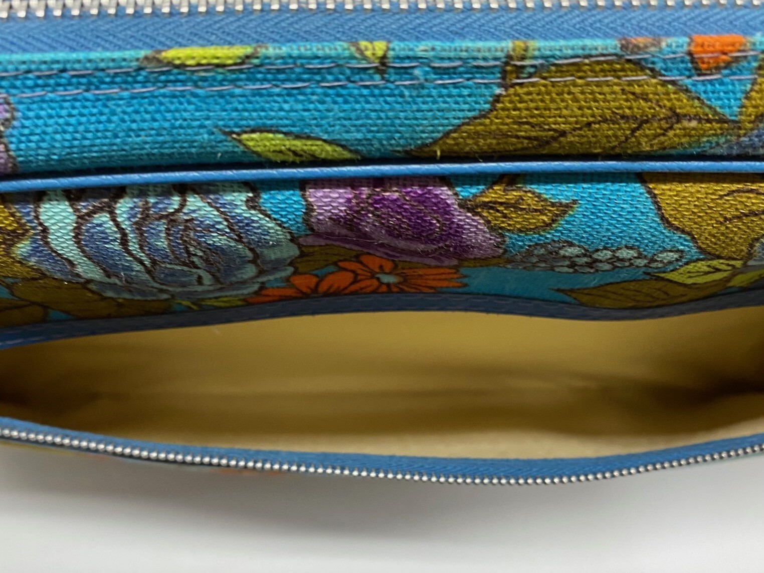 Vintage 70s Floral Bantam Soft Suitcase Blue Orange Yellow Hippie Boho Carry-on