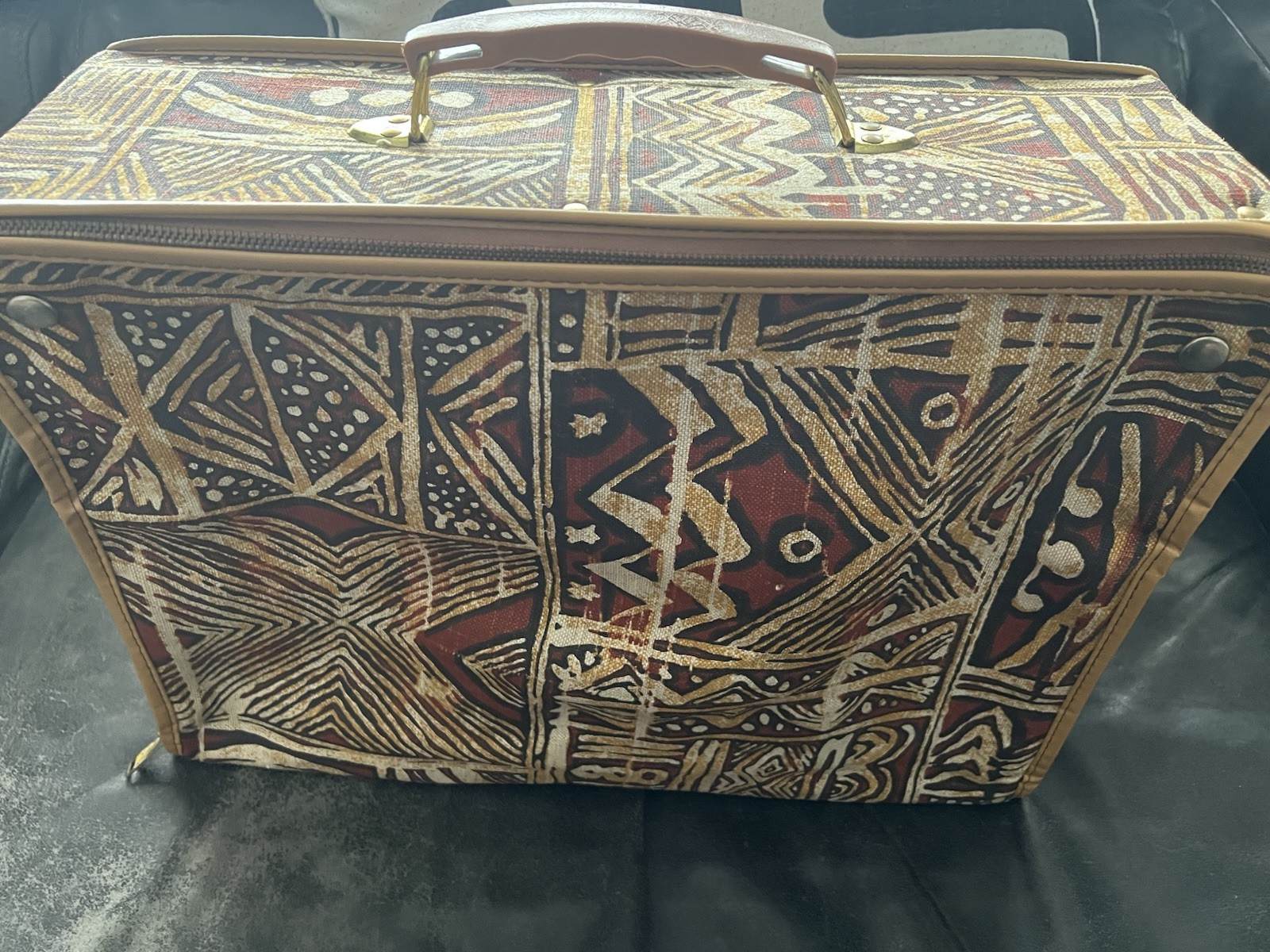 Tiki Foldable Suitcase Vintage Filkauf Linen Pattern