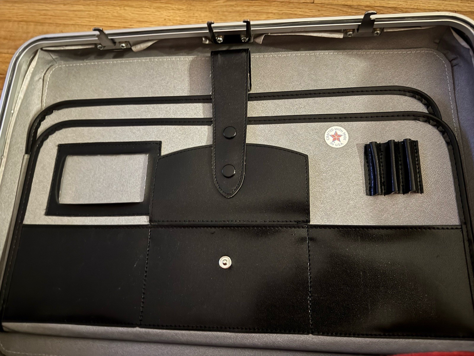 Vtg Police Chief 80s Space Age Aluminum Briefcase w/ Combo Lock Folder Binder