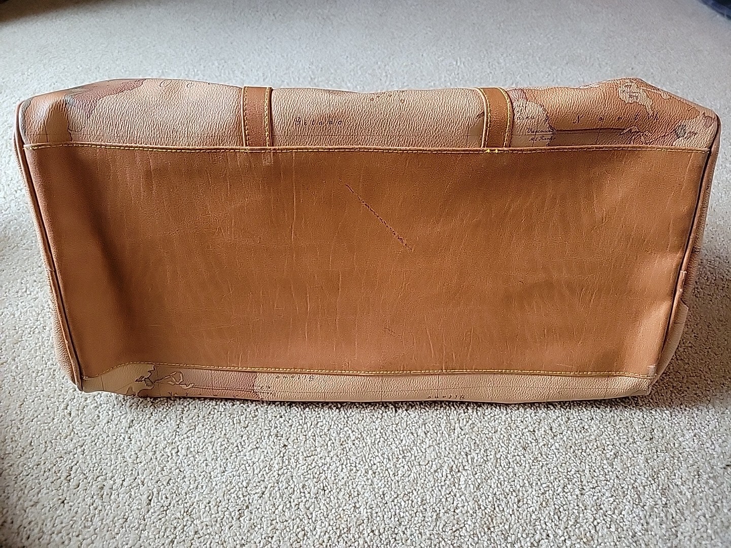 Vtg Gitano World Map Duffel/Travel/Carry-On Bag W Gitano Luggage Tag