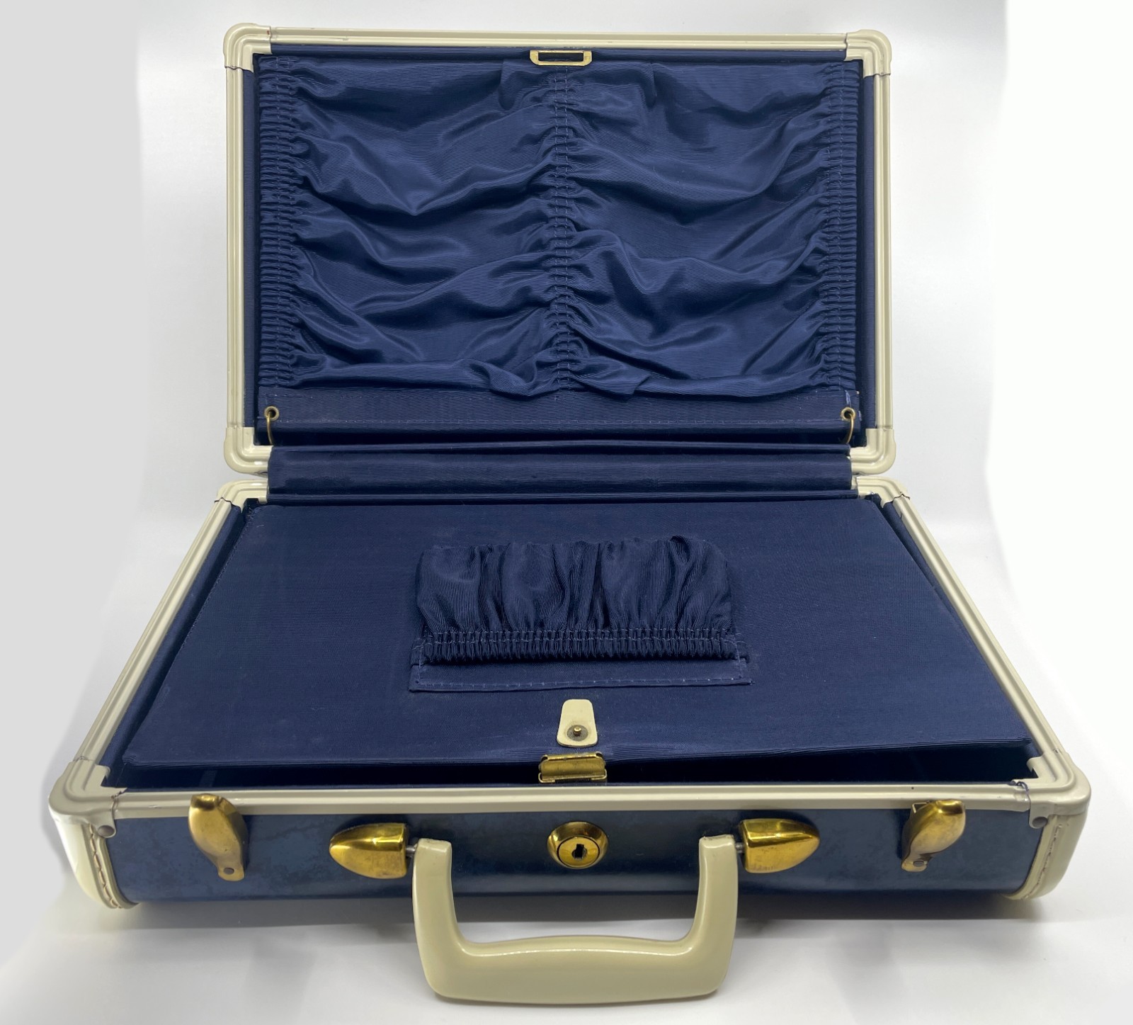 Vintage 1950s Samsonite Blue Marble Luggage Train Case Key Shwayder 4715