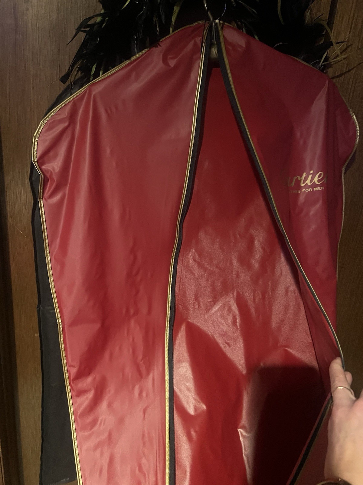 Vintage Red Cartier Clothes For Men Garment Suit Bag Storage