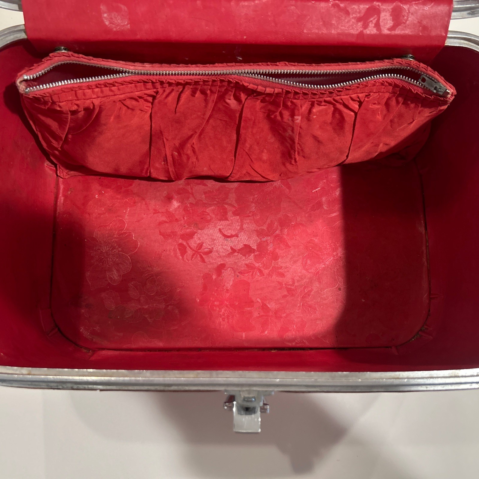 Vintage Train Case Sears Featherlite Red Vanity Luggage