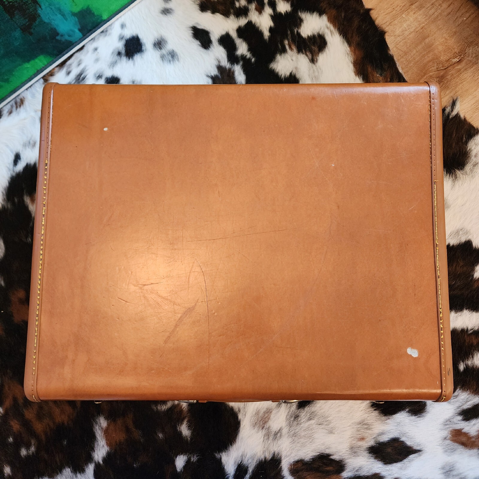 Vintage Samsonite Shwayder Saddle Tan Hardshell Suitcase Denver,CO USA 1940s,50s