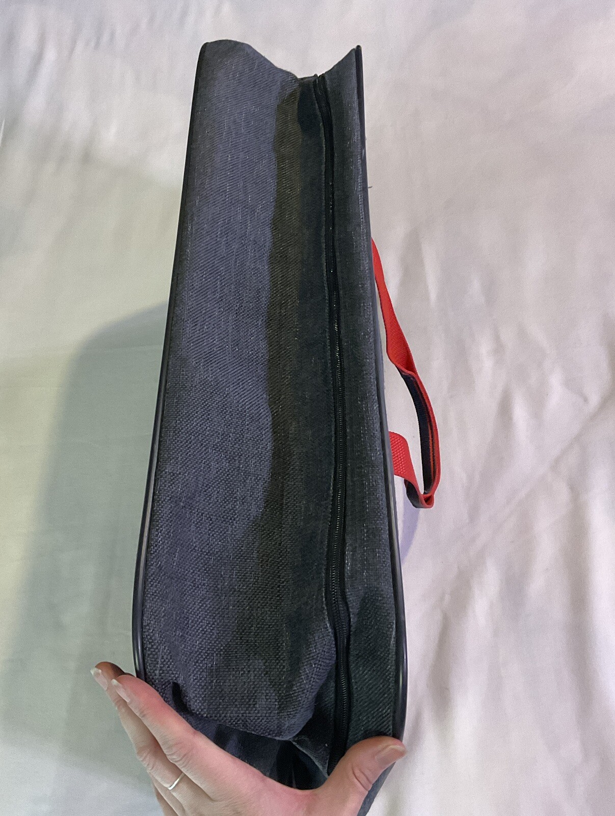 Vintage Oscar De La Renta Blue Red Tweed Travel Bag Luggage 14″ X 24″
