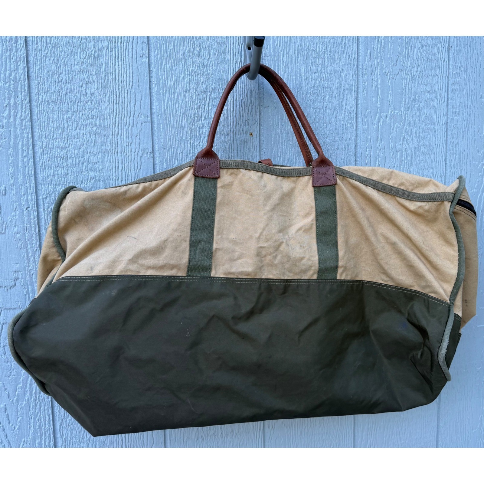 VTG LARGE GOKEY Battenkill No.9 Weekend Duffle Bag Luggage Cavas Leather RARE