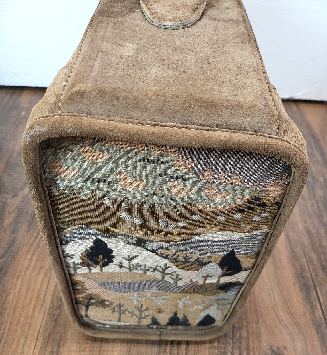Vintage Country Luggage Suitcase Countryside with Unicorn suede Tapestry