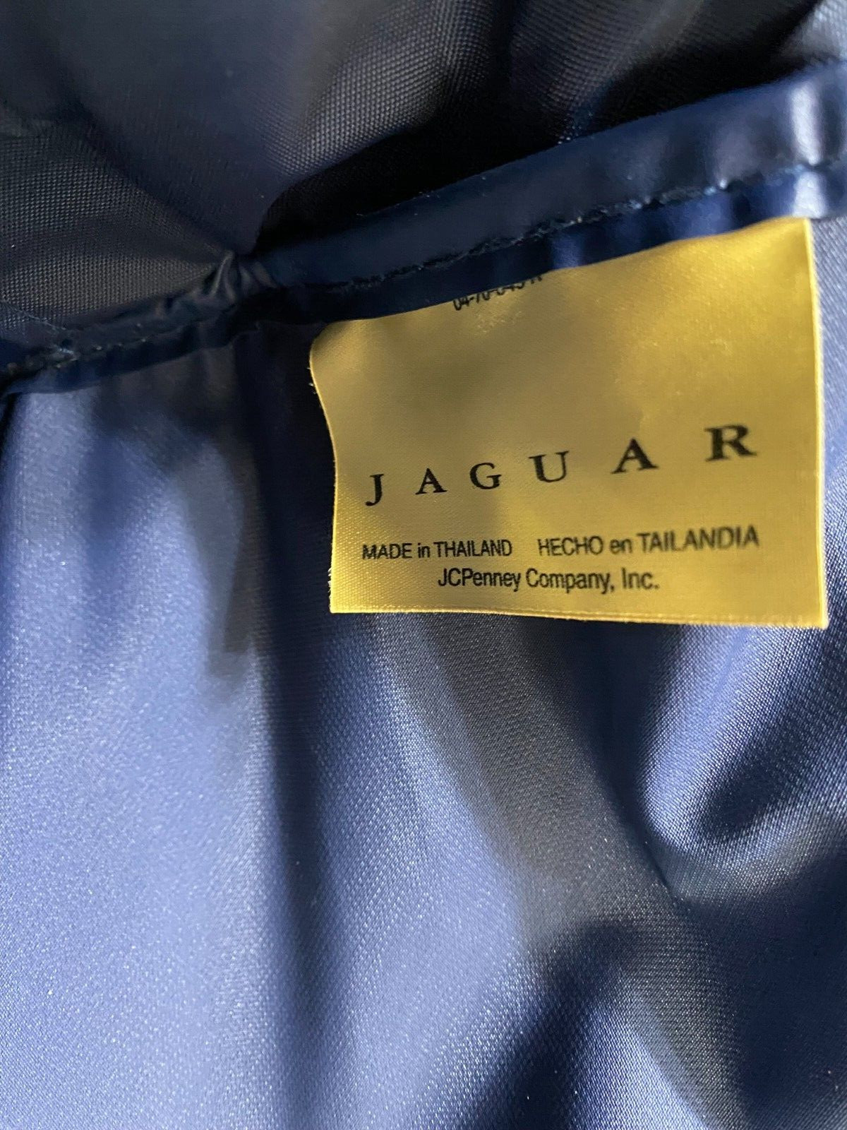 Vintage JcPenny Jaguar Suitcase Roller Luggage Bag Blue PolyesterTan Leather 26”