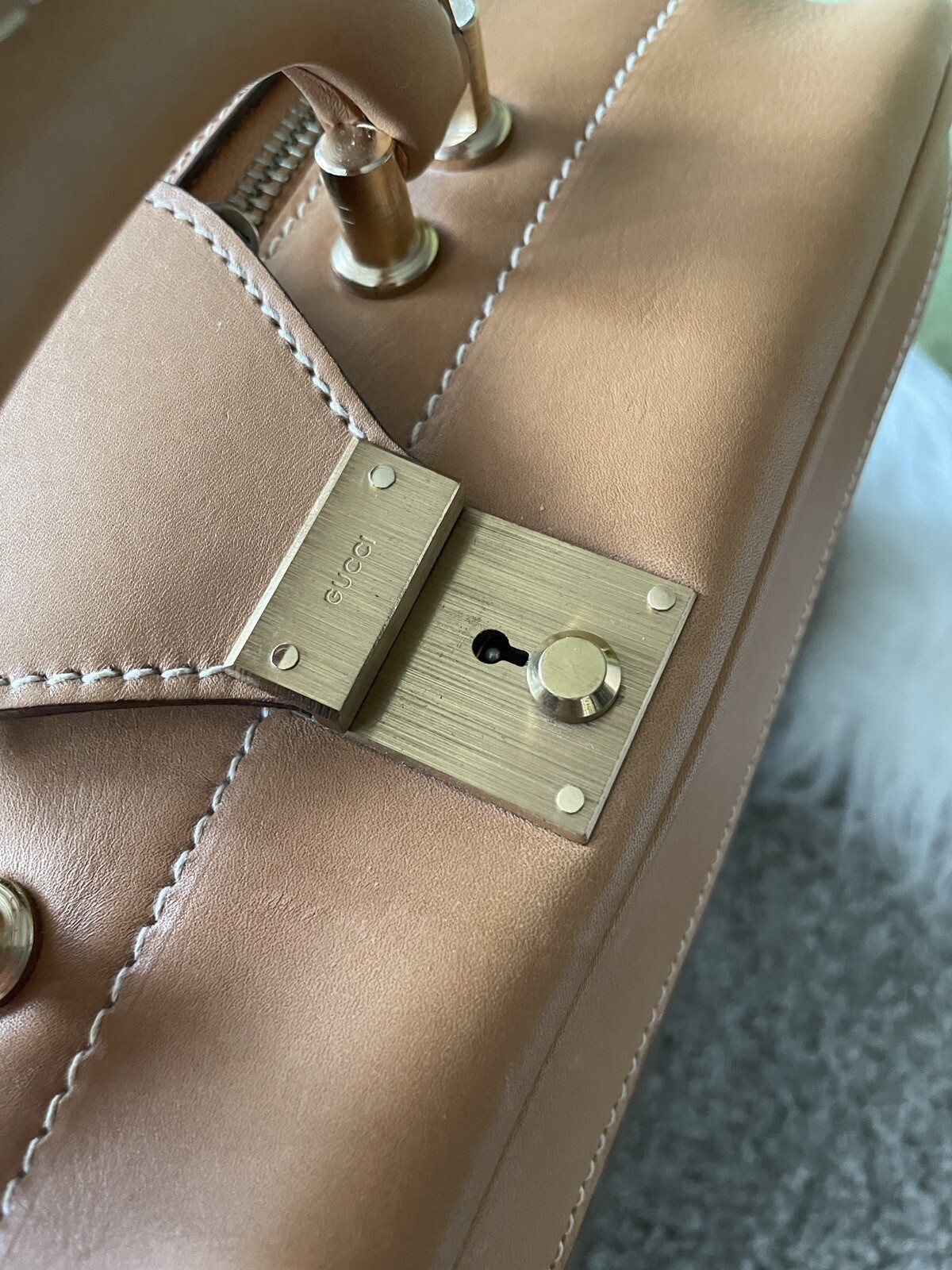 gucci luggage vintage mini bag lock G logo crossbody suitcase spell out retro