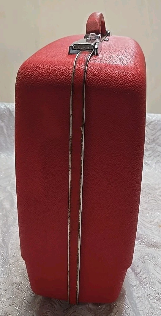 Vintage Sears Forecast Suitcase Red 21” Hard Case Luggage Mid Century No Key MCM