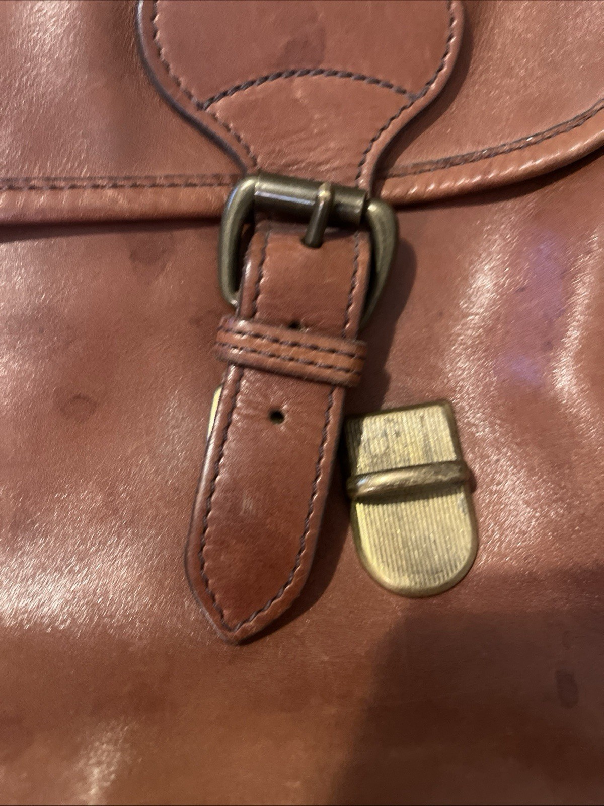 Lands End Vintage Brown Leather Messenger Tote Handbag Travel Briefcase England