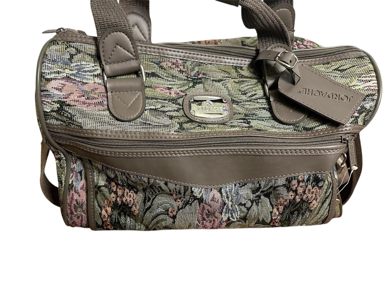 Vintage Jordache Floral Tapestry Carry On Overnight Duffle Bag With Key And Lock