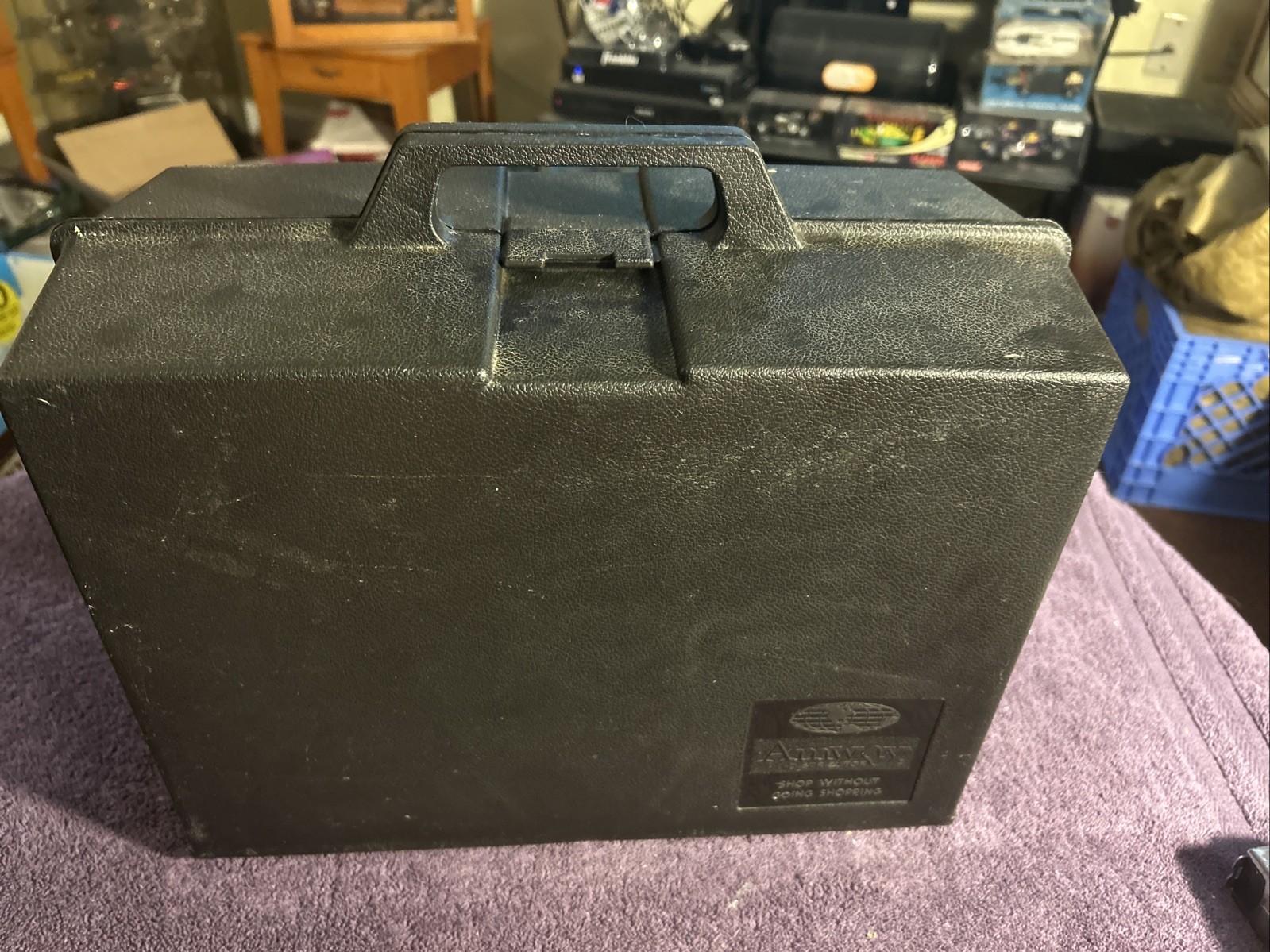VTG Amway Distributor Black Plastic case 16x8x11 1970s 80s With Handle