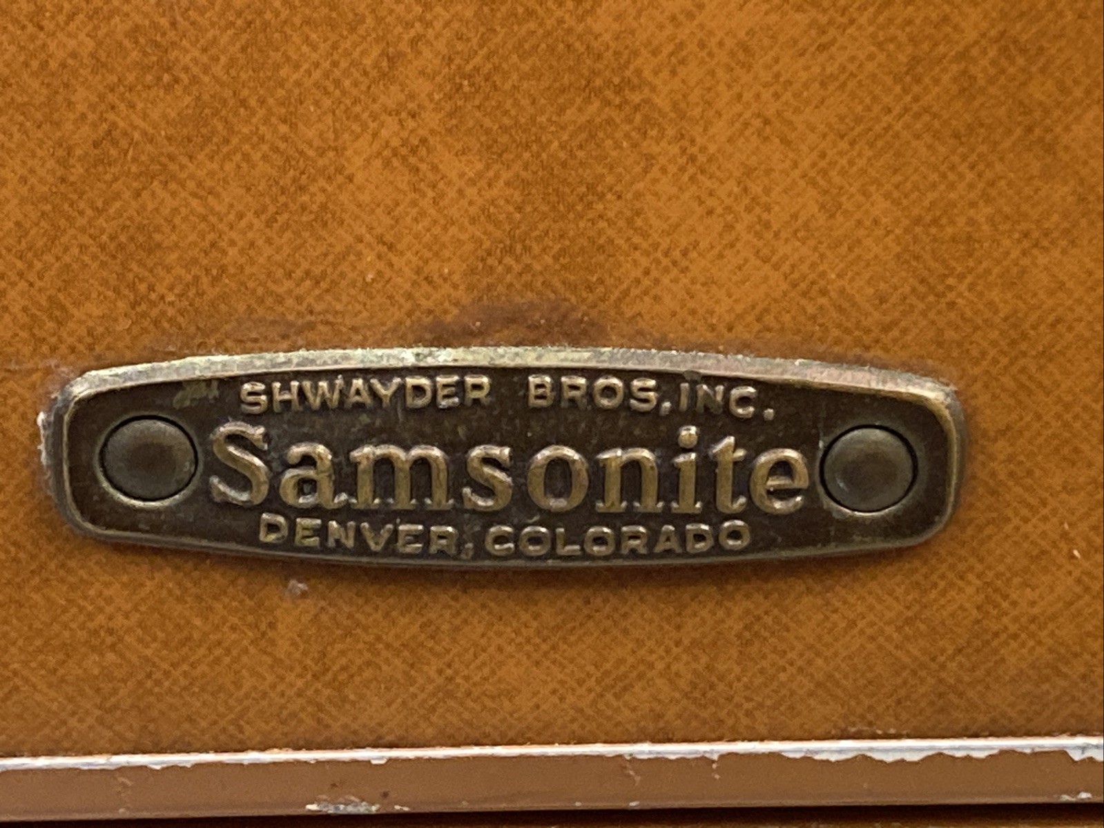 Vintage Samsonite Schwayder #4612 Brown Faux Leather Makeup Train Hard Case GUC