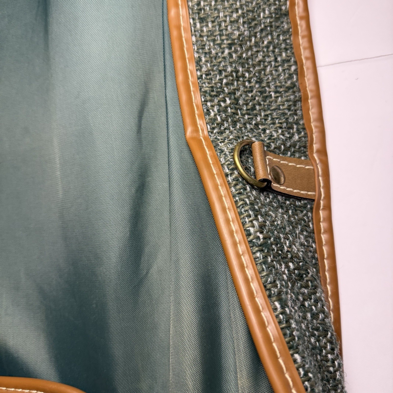 Vintage Oscar de la Renta Green Tweed Garment Bag Travel Luggage Suit Carrier