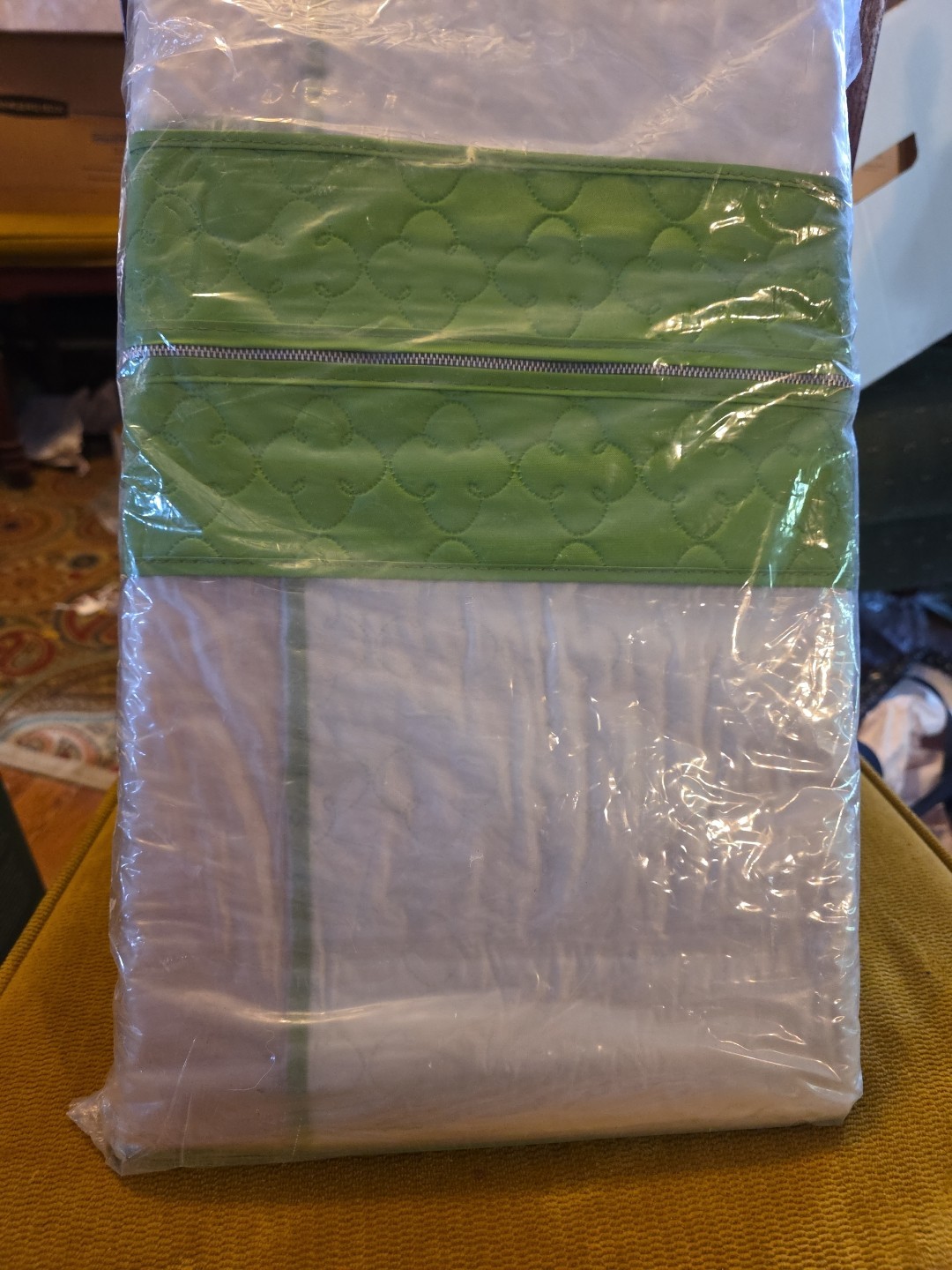 Sears Vintage “30 Garment Bag” Green Fabric Clear Front Vintage 60s NIP