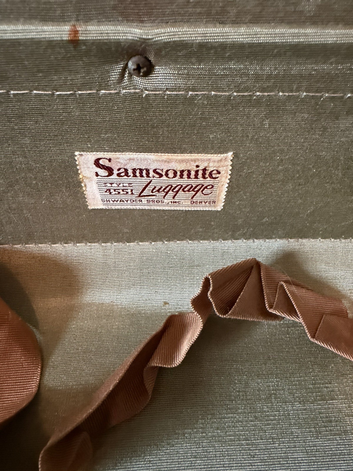 Vintage Marble White Samsonite Suitcase Luggage Train Hatbox Overnight Rawhide 6