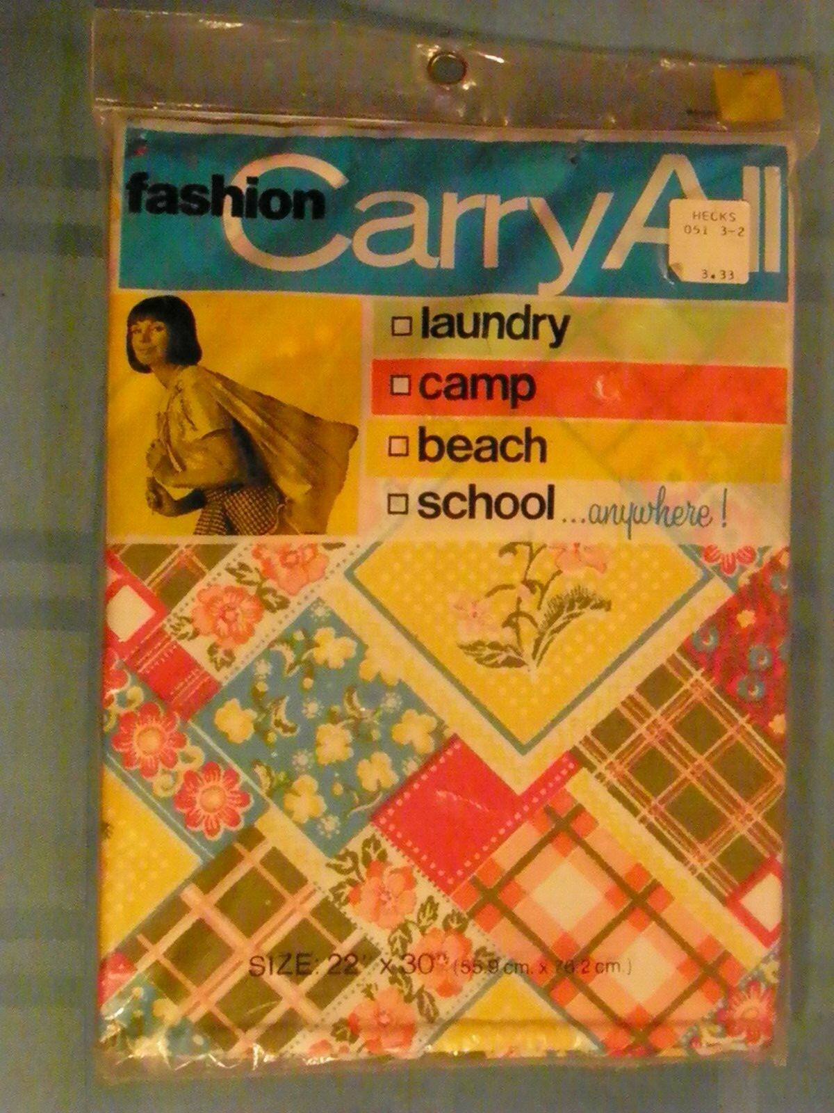 Vintage Fashion carry all bag NOS 1970s 22 inch by 30 inch Made in USA