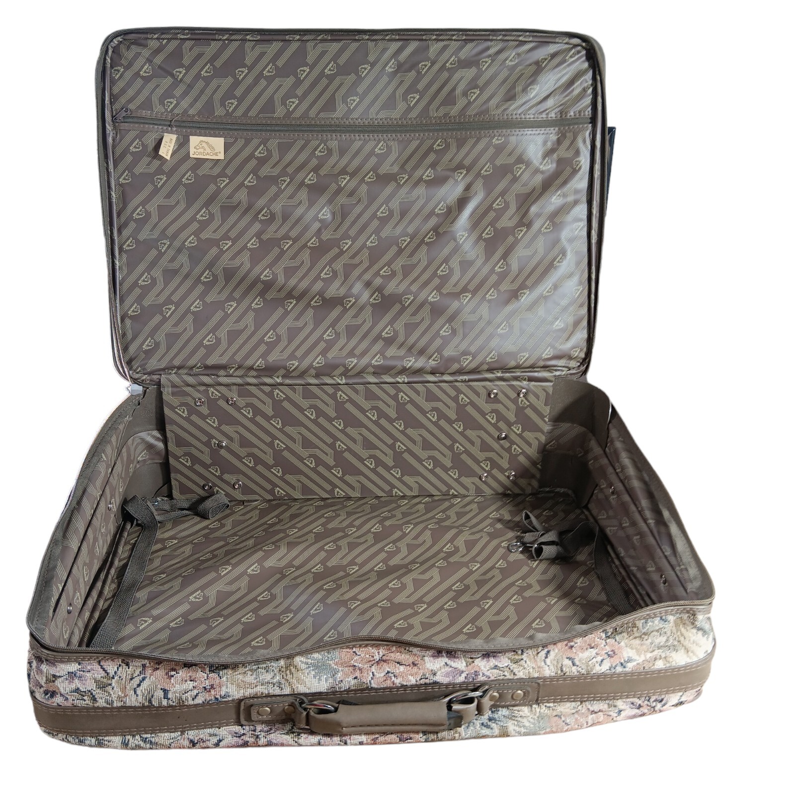 Vintage Jordache Tapestry Travel Set Floral Print Weekender Suitcase Garmet Bag