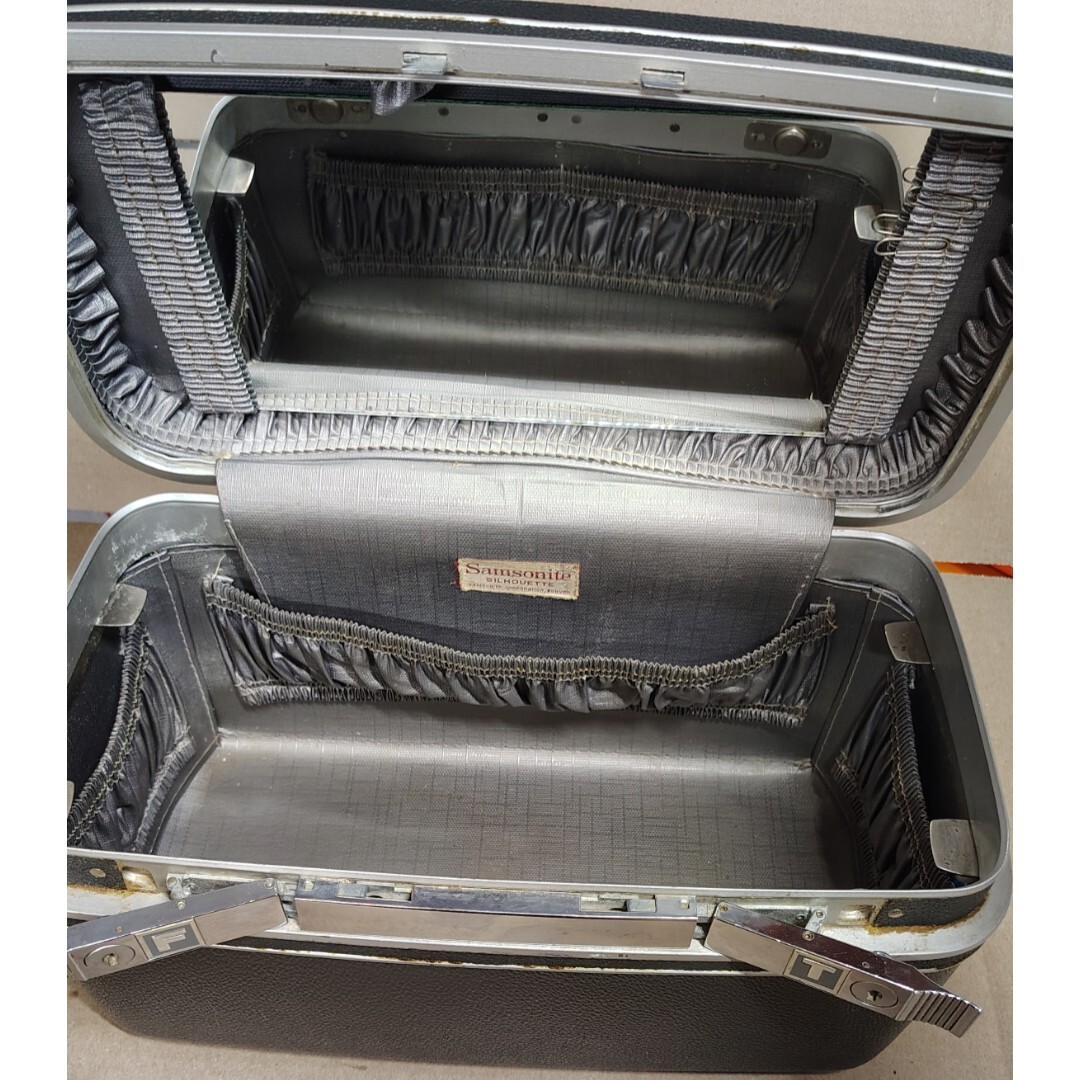 Samsonite Silhouette Hard Shell Cosmetic/Makeup Case Vintage Charcoal Textured