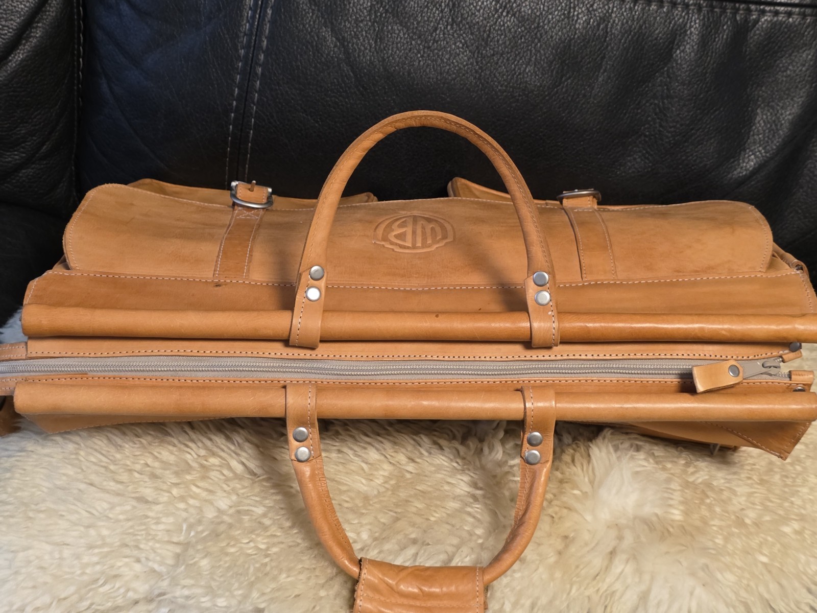 Vintage Warner Bros Leather Garment Duffel Bag Lederens Paraguay Travel