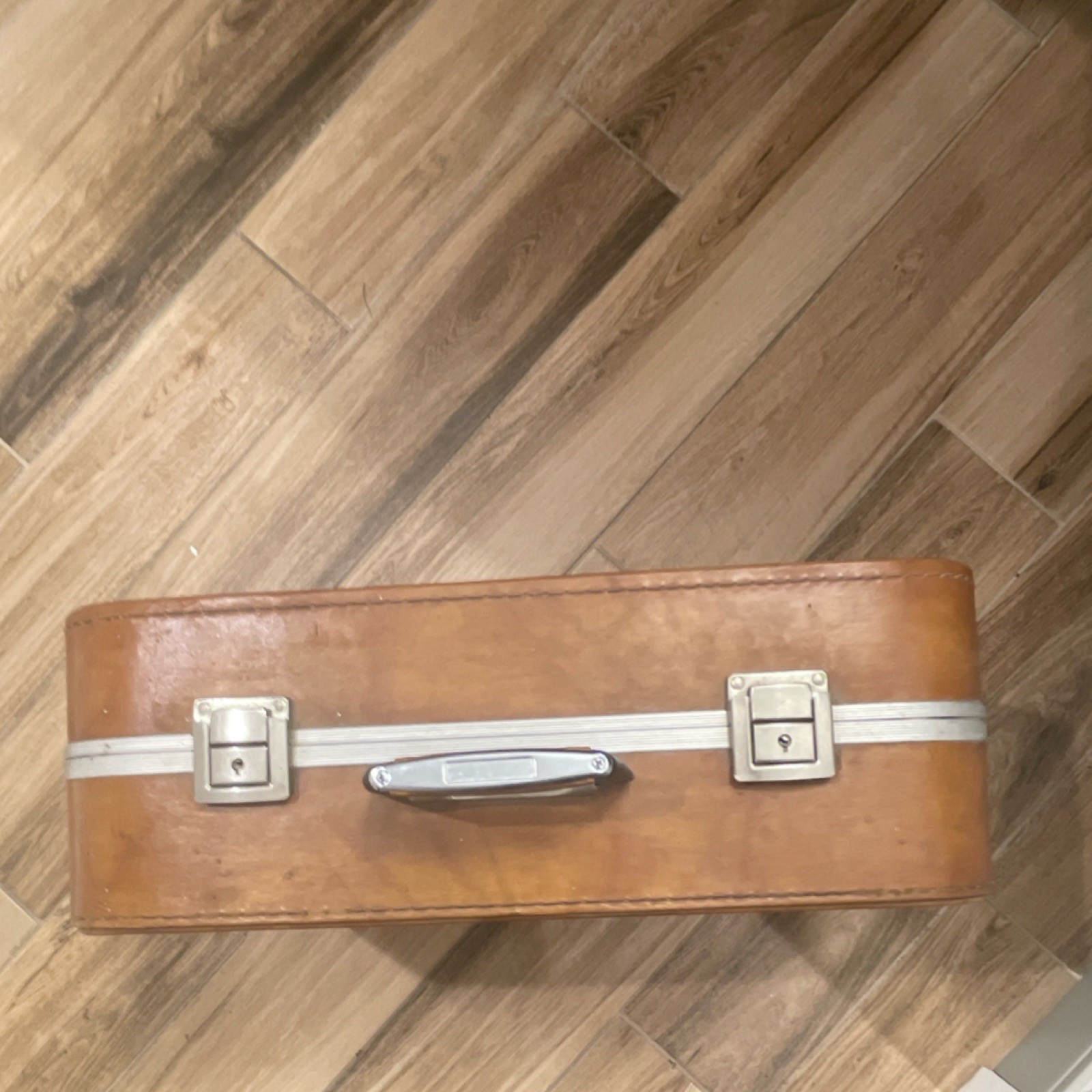 Vintage Hard Shell Suitcase Brown Retro Travel Case Luggage 60s 70s
