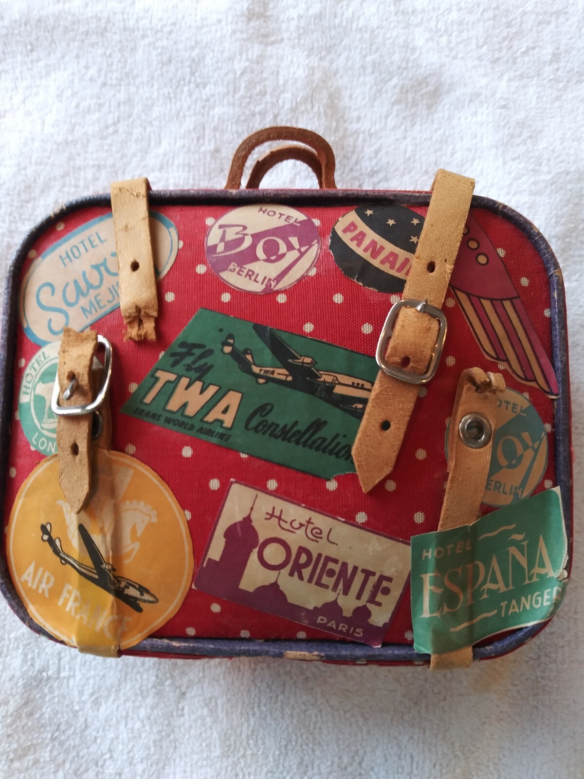 Vintage Miniature Luggage With Airline And Hotel Stickers From 1950s
